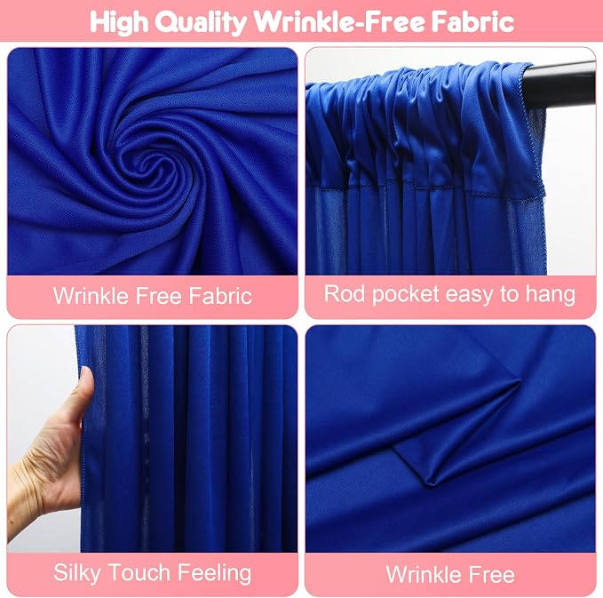 Asee'm Royal Blue Backdrop Curtains Drapes - Image 3