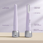 Dermaplane Razor for Women Face, WLU Rechargeable Face Dermaplaning Tool – Peach Fuzz, Facial Hair & Exfoliation Removal, Sonic Technology with LED Light, 3 Speeds & 10 Blades (Purple)
