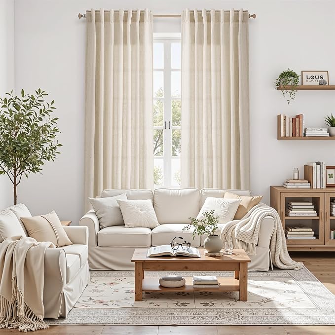 Linen Curtains for Living Room 102 Inches Long Modern Farmhouse Decor Light - Image 6