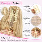 ALXNAN Ponytail Extension,24 Inch Claw Clip in Long Curly Mixed Blonde Ponytail Hair Extension Jaw Clip on Pony Tails Hairpiece for Women