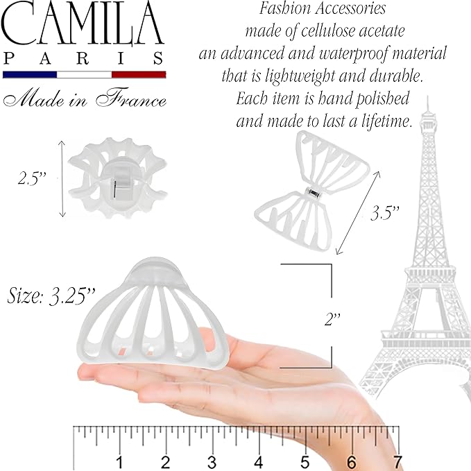 Camila Paris CP3632 French Octopus Hair Clip, Large Hair Clips for Thick Hair, Big Hair Claw Clip for Long Hair, Durable Girls Hair Clips for Women for Wavy Hair, Strong No-Slip Grip. Made in France