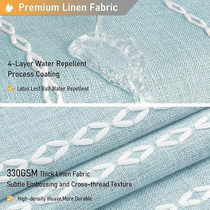 72x84 Long Boho Farmhouse Linen Heavy Duty Shower Curtain, Fog Blue | Tall Size - Image 4