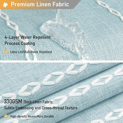 72x78 Long Boho Farmhouse Linen Heavy Duty Shower Curtain, Fog Blue | Tall Size - Image 4