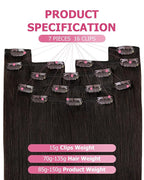 YoungSee 150G Hair Extensions Clip ins Brown Straight Long Hair Clip in Extensions Dark Brown Clip in Hair Extensions Human Hair for Natural Look 22Inch 7Pcs