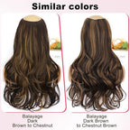 ALXNAN Long Wavy Hair Extensions for Women, Clip in Hair Extensions Clip Ins Soft Full Head Synthetic Hairpieces 20 Inch Balayage Chocolate Brown to Caramel Blonde