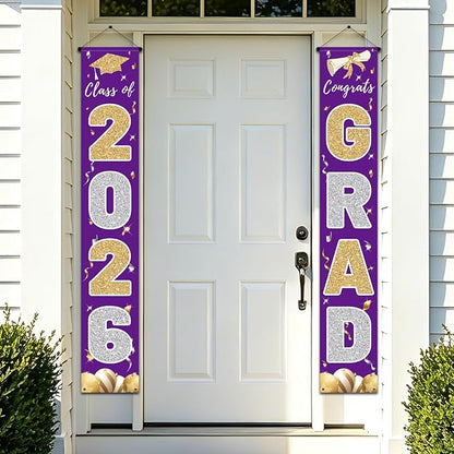 Graduation Decorations 2026, Class of 2026 Banner Congrats Grad | Purple Porch by CAKKVDE
