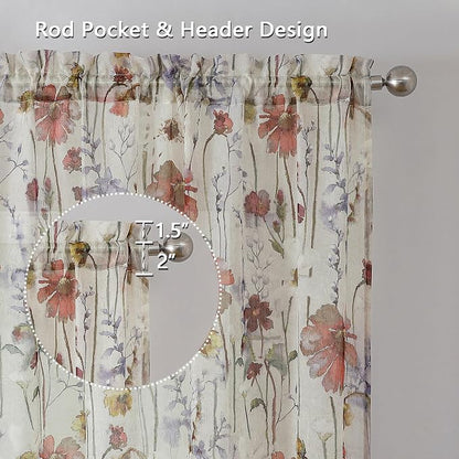 Crushed Kitchen Window Curtains 45 Inches Length 2 Panels, Elegant Farmhouse - Image 3