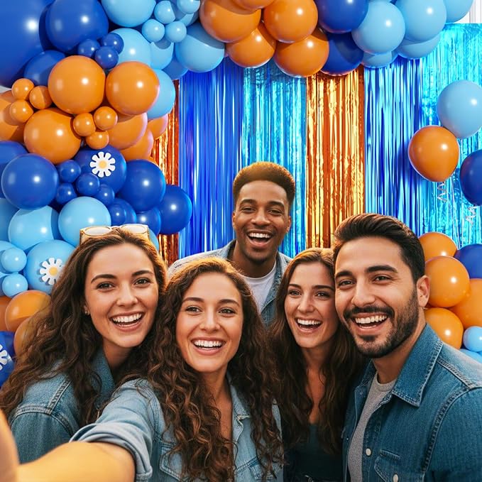 Blue Orange Balloon Arch Garland Kit Birthday Party Decorations | Orange Blue - Image 2