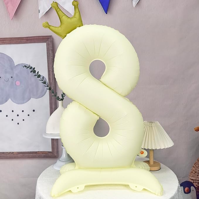 Standing White Crown Number 8 Balloon 40In Retro White Crown 8 Balloon | - Image 4