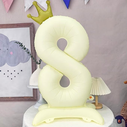 Standing White Crown Number 8 Balloon 40In Retro White Crown 8 Balloon | - Image 4