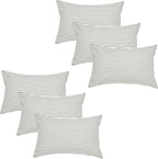 JELLYMONI 100% Natural Cotton Striped Standard Pillowcases Set, 6 Pack White and Grey Stripes Pattern Printed Pillow Covers with Envelope Closure(Pillows are not Included)