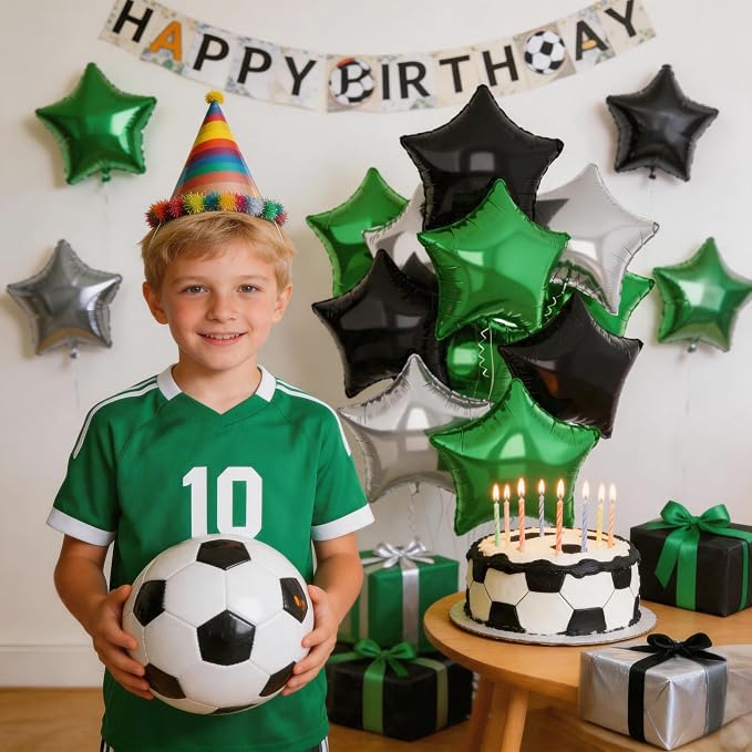 Green Black Star Balloons, 18Inch Balck Olive and Silver Stars Shape Foil - Image 5
