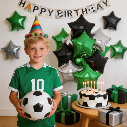 Green Black Star Balloons, 18Inch Balck Olive and Silver Stars Shape Foil - Image 5