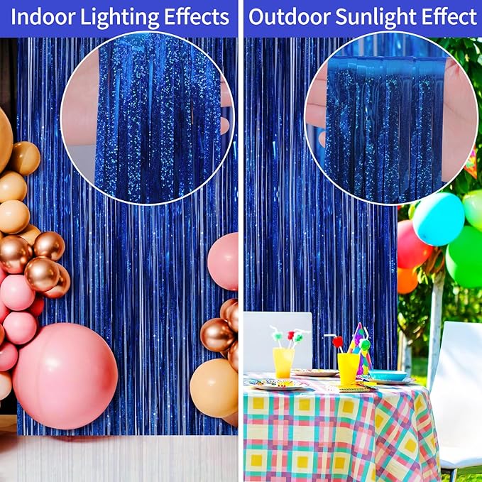 Picoway 4 Pack Foil Fringe Tinsel Backdrop Curtains, Birthday Engagement - Image 3