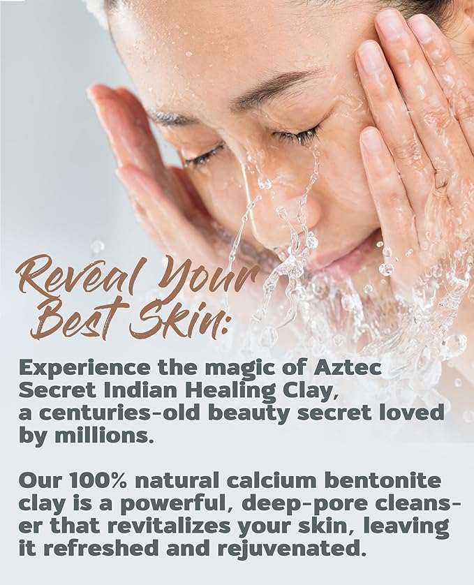 Aztec Secret Essential Indian Clay Mask Kit by Etana – 100% Natural Calcium Bentonite for Deep Pore Cleansing - Facial, Hair & Body Detox Set With Accessories