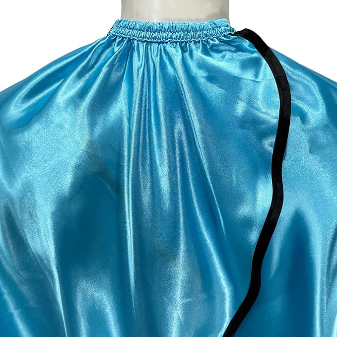 Salon Styling Capes for Clients, Hair Dye Cutting Capes with Elastic Hooks, Waterproof Light Weight Satin Sheen Styling Cape Barber Gown for Stylist, 63”*56”(Blue)