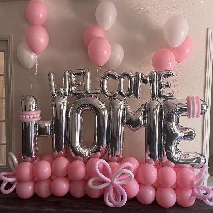 Silver HOME Balloons 40 Inch, Large HOME Letter Banner - Image 6