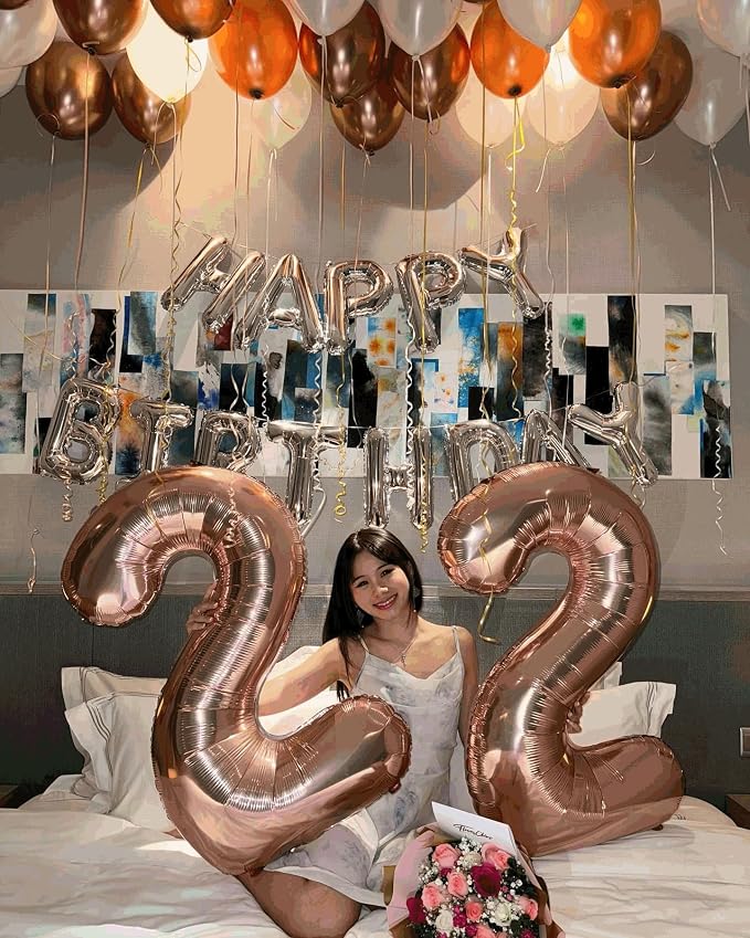 3 Balloon - Rose Gold Birthday Number Balloons, 40 Inch Party Decorations | - Image 4