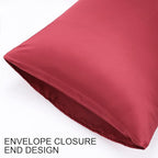 uxcell 2 Pack Silk Satin Pillowcase for Hair and Skin, Cool, Silky, Soft Breathable Pillow Cases King Size 20x36 Inch Sateen Pillowcase Burgundy with Envelope Closure