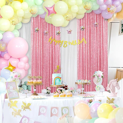 Backdrop Curtain Drapes 4 Pieces 2FTx8FT Blush Pink Wedding Backdrop | - Image 6