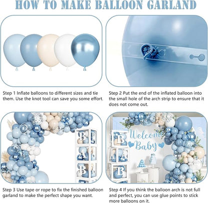 153pcs Dusty Blue Balloon Baby Shower Decorations - Image 3