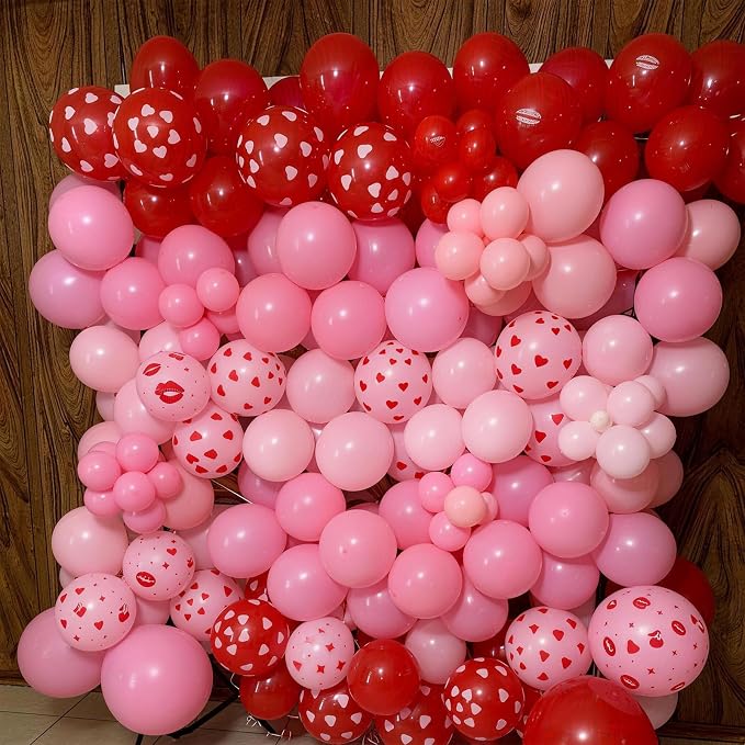 Red Pink Printed Balloons, Light Pink and Red Lip Kiss Cherry Printing Balloons - Image 5