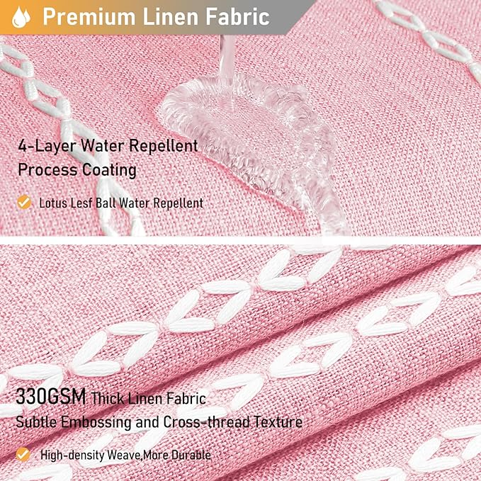 Blush Boho Farmhouse Linen Heavy Duty Cloth Shower Curtain Set, 72x72 | 330GSM - Image 3