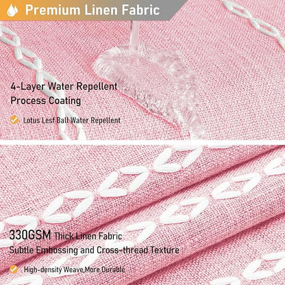 Blush Boho Farmhouse Linen Heavy Duty Cloth Shower Curtain Set, 72x72 | 330GSM - Image 3