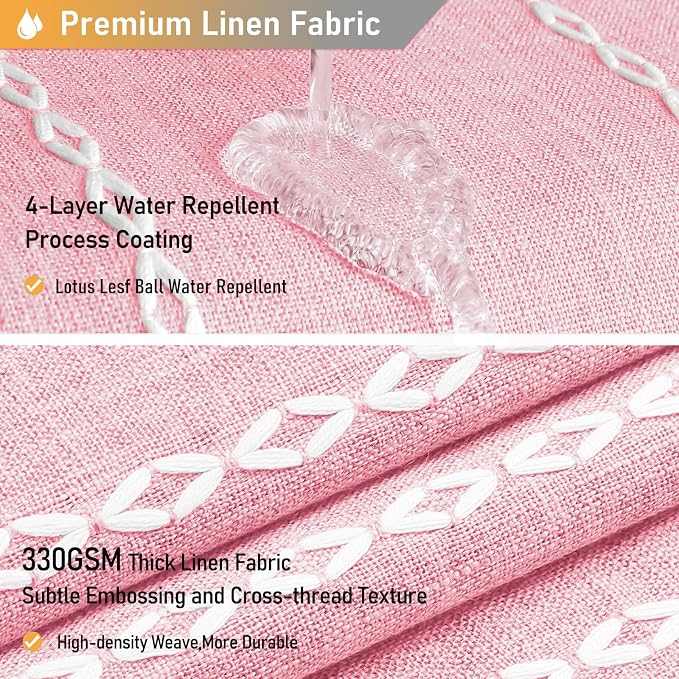 72x78 Long Boho Farmhouse Linen Heavy Duty Shower Curtain, Blush Pink | Tall - Image 4