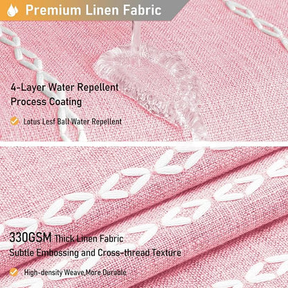 72x78 Long Boho Farmhouse Linen Heavy Duty Shower Curtain, Blush Pink | Tall - Image 4