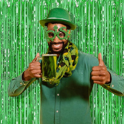 20 Pack Green Metallic Tinsel Foil Fringe Curtains - Image 6