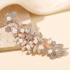 Rose Gold Crystal and Pearl Bridal Hair Clip Floral Hair Accessory Wedding Hair Comb For Women and Bride
