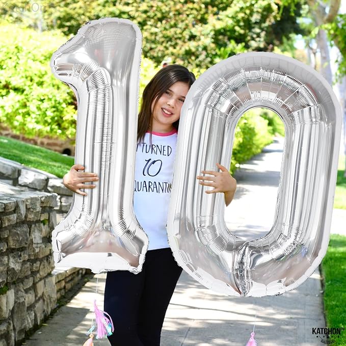 KatchOn Silver 10 Balloon, 40 Inch - Image 3