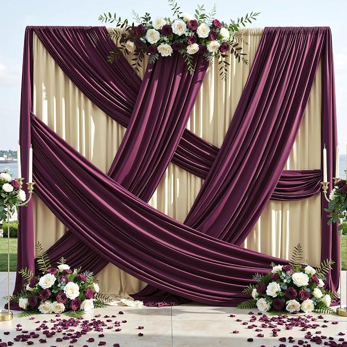 10ft×12ft Burgundy Backdrop Curtains - Image 6