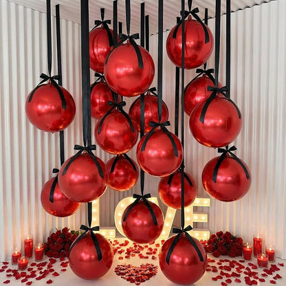 20 Pcs Metallic Red Foil Balloons Giant 22 Inch 4d Round Metallic Red Balloons by Unknown