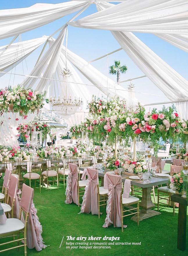 4 Panels White Ceiling Drapes for Wedding Ceiling Drapes 5ftx10ft Wedding Arch - Image 5