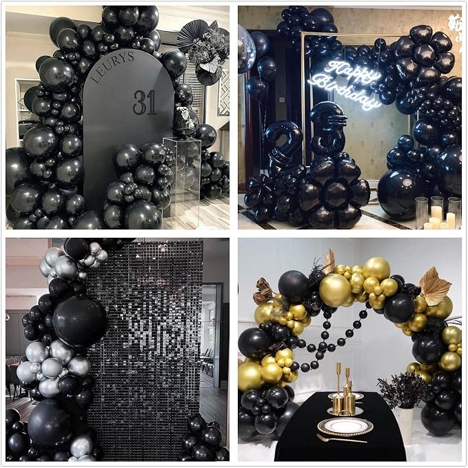 412pcs Black Balloons 18 12 10 5 Inch Black Balloon Garland Arch Kit Different - Image 6