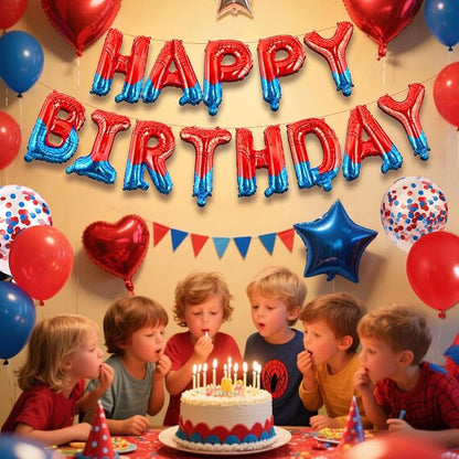 CANREVEL Happy Birthday Banner Decorations + Sign Balloons, Spider | 13pcs 16 - Image 6