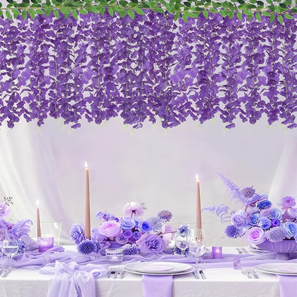 ZINHO 60 Branches Wisteria Hanging Flowers, Artificial Purple Wisteria Flowers - Image 4