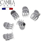 Camila Paris CP2914 French Hair Clip for Women, Set of 6 Extra Small Silver, Girls Hair Claw Clip Jaw Fashion Durable Styling Hair Accessories for Women, Ladies Strong Hold Grip Clamp, Made in France
