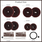 FANDAMEI Hair Bun Maker Set- 8 PCS Hair Donuts for Buns (2 Extra-large,2 Large,2 Medium and 2 Small), 40 PCS Bobby Pins, 5 PCS Hair Elastic Ties Black,Bun Maker - Brown