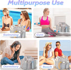 Mesh Shower Caddy Portable with Drawstring, Dorm Room Essentials for College Students, Grey Shower Bag for Camping,Swimming,Gym,Travel,Bathroom