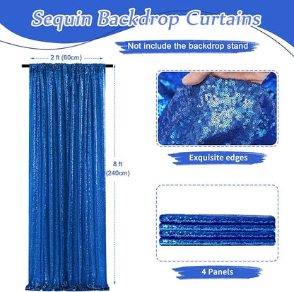 Sequin Backdrop Navy 4 Pieces 2FTx8FT Shimmer Birthday Wedding Photograph Baby - Image 3