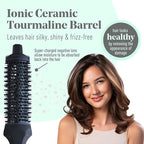 MINT Extra-Long 1.6 Inch Thermal Brush for Natural Volume & Waves | 230-430°F 2-Heater Ceramic Curling Iron Brush | Heated Round Styler