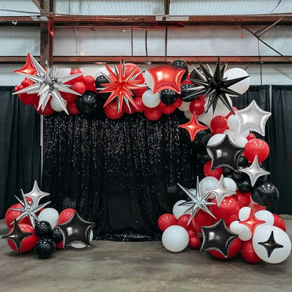 Red Black Silver Star Balloons, 22/18/10 Inch Foil Balloons, Four-Pointed - Image 7