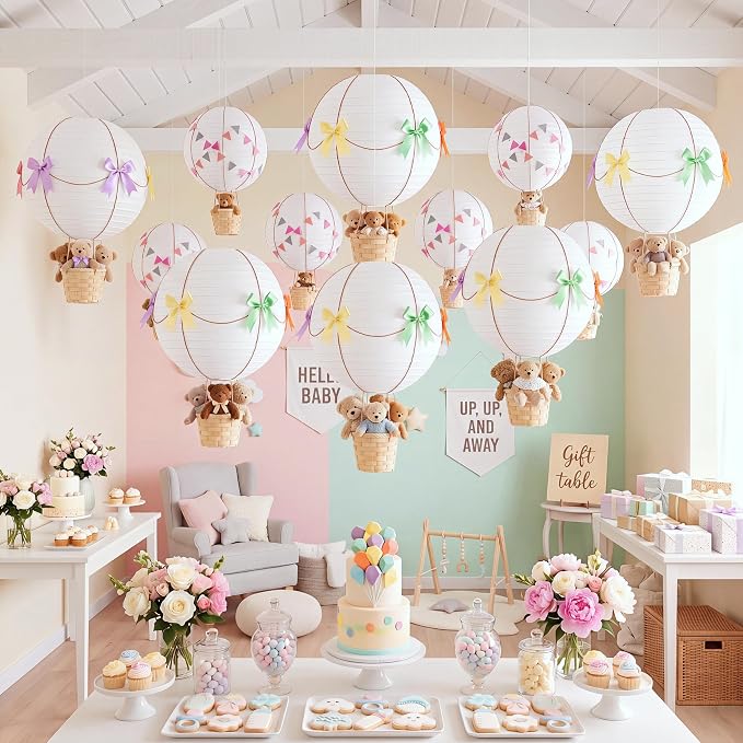 Lewtemi 12 Sets Hanging Hot Air Balloon Ceiling Decorations 10'' 12'' Baby by Lewtemi
