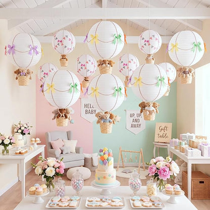 Lewtemi 12 Sets Hanging Hot Air Balloon Ceiling Decorations 10'' 12'' Baby by Lewtemi