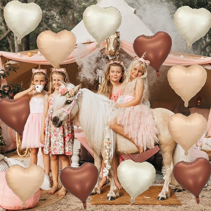 Cream Brown Heart Balloons - Image 7