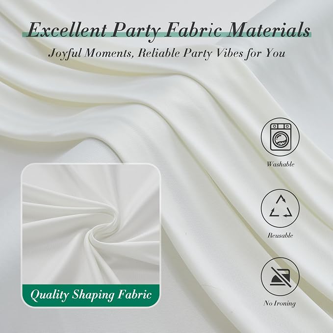 20 ft x 8 ft Ivory Backdrop Curtain Panels, 4 Panels 5 ft x 8 ft Wrinkle Free - Image 4