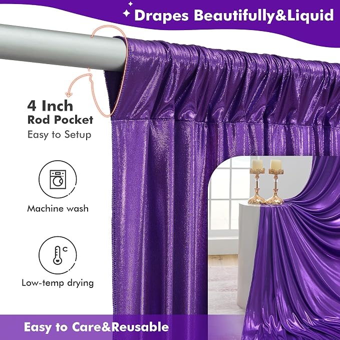 30ftx10ft Shimmer Purple Sequin Backdrop Curtain - Image 5